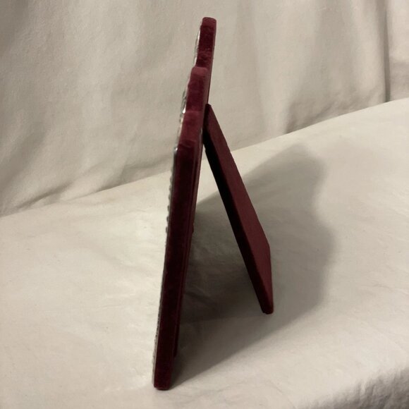 Fine English Pewter Double Picture Frame for 4 X 6 Photos Art Nouveau Burgundy B - Picture 3 of 9